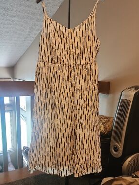 Torrid Black and White Patterned Midi Dress with Spaghetti Straps